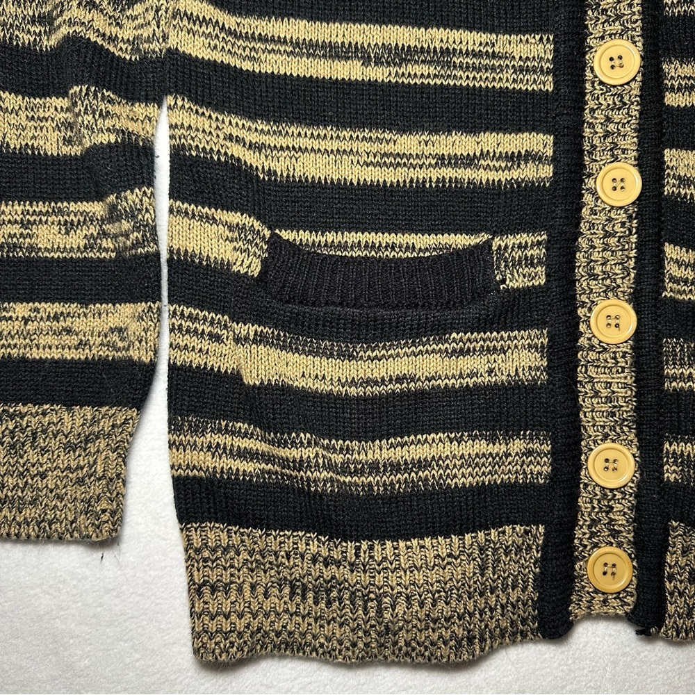 Vintage Inspired Statement Sweater Brown Stripe Button Down V Neck Retro Size M - Picture 5 of 8